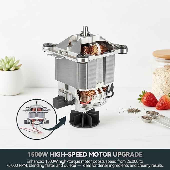 Glass Blenders for Kitchen – Stainless Steel Professional Blender for Smoothies 1500W Motor Food Processor Combo 9 Adjustable Speeds 14 Preset Programs BPA-Free Glass Jar blender Nut Milk Soups