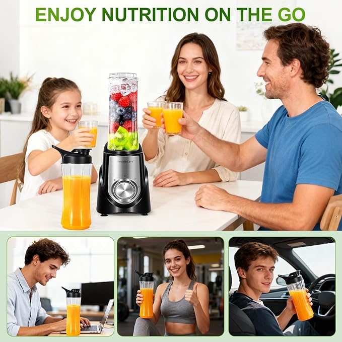 Blender for Smoothies32000 RPM Smoothie Blender Personal Blenders with 6 Sharp Bladewith 20oz Portable Cup and To-Go Lids Self CleaningPortable Juicer for Ice Crushing &amp Milkshakes