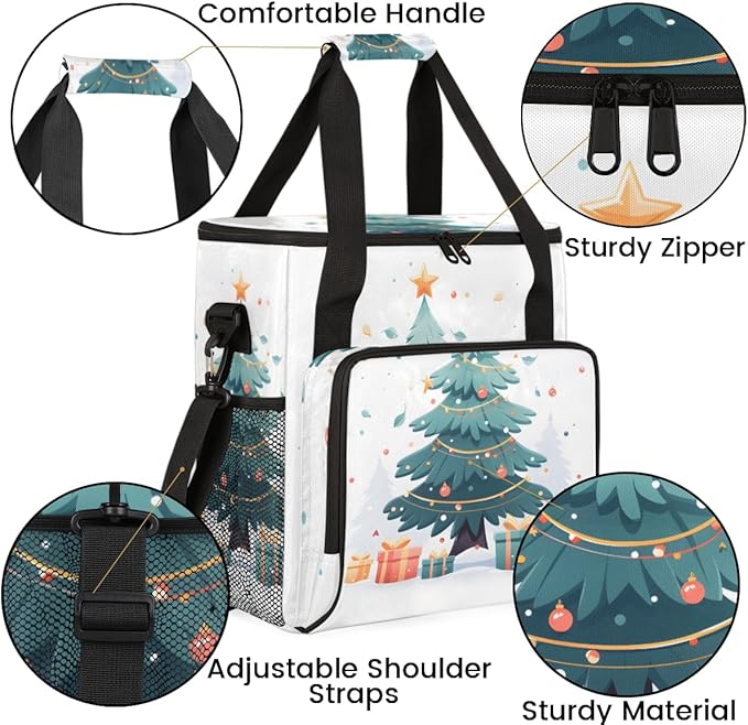 Christmas Gift Coffee Maker Carrying Bag Christmas Tree Travel Storage Bag Compatible with K-Mini or K-Mini Plus Single Serve Coffee Brewer Carrying Case with Multiple Pockets &amp Shoulder Strap