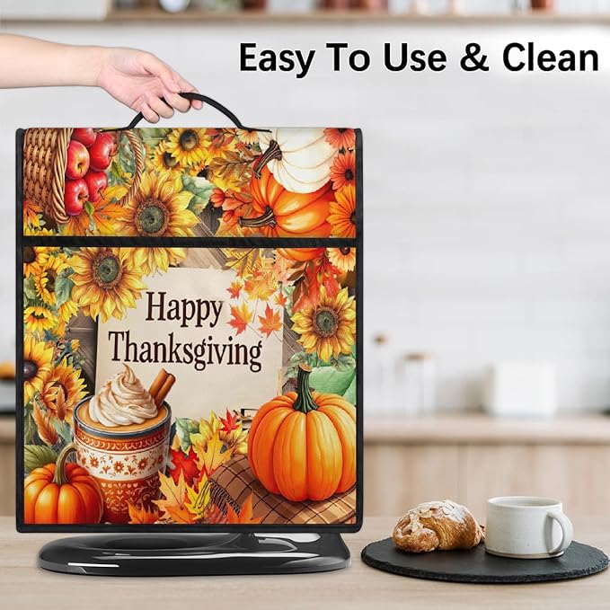 cfpolar Kitchen Aid Mixer Cover Compatible with 6-8 Quarts Thanksgiving Pumpkin Apples Stand Mixer Cover Kitchen Aid Mixers Accessories Appliance Organizer Bag Dust Covers with Zipper Pocket