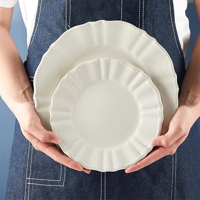 GaRcan 16-Piece Kitchen Porcelain Dinnerware Set - Plates and Bowls Sets - Stoneware Dinnerware Sets - Dinner Dishes Set with Dinner Plates