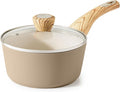 SENSARTE Ceramic Nonstick Sauce Pan with Lid 1.5 Quart Small Saucepan Cooking Pot with Stay Cool Handle Non toxic Kitchen Sauce Pot Non stick Saucier Pan Induction Pot PFOA PTFE PFAS PFOA Free