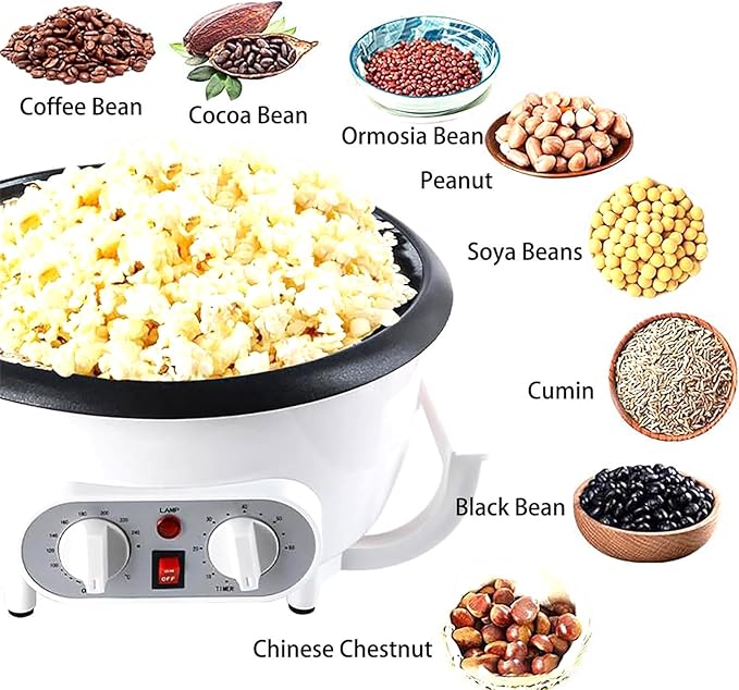 ERICAT Home Coffee Roaster 800 W Upgrade Coffee Roaster Machine with Clear Glass Cover 0-240℃ Adjustable Temperature and 750g Coffee Capacity 60 Minute Intelligent Timeing for Home and Kitchen