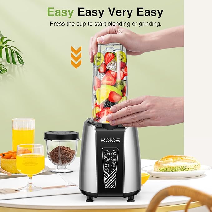KOIOS Max 1000w Personal Smoothie Blender for Shakes and Smoothies + 27oz/0.8L Fast Heat Gooseneck Electric Kettle with Temperature Control