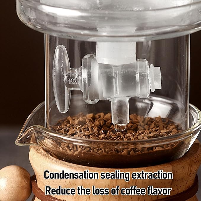 Yosoo Health Gear Cold Brew Coffee Maker 400ml - Clear Glass Ice Drip Coffee Set with Adjustable Water Flow for Household &amp Tea Room