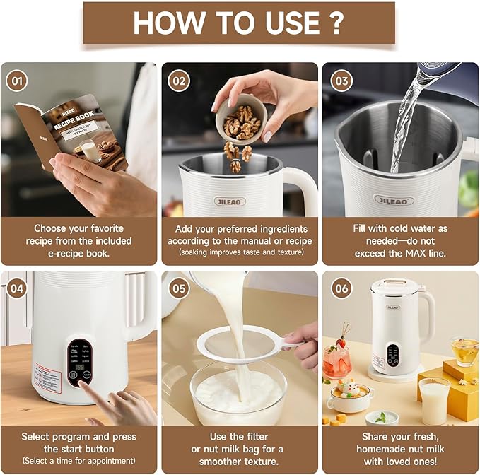 10 in 1 Almond Milk Maker &amp Nut Milk Maker Machine 35oz Automatic Soy Oat Coconut Milk Juice &amp Porridge Maker with 8 Blades Delay Start Keep Warm Boil Water Self-Cleaning Cream