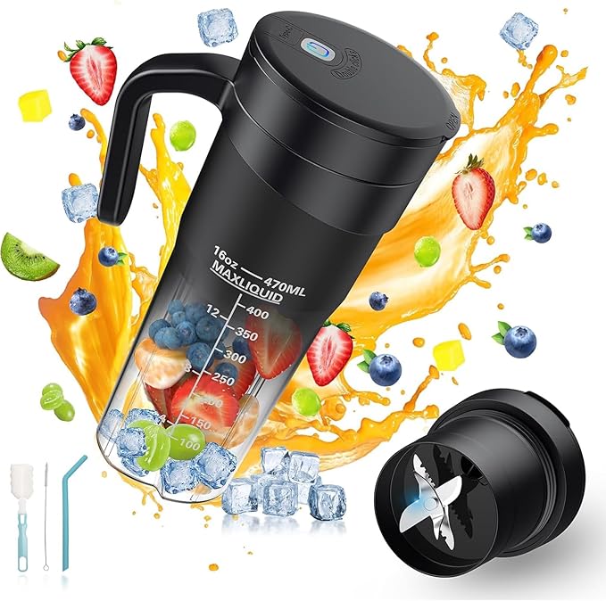 Portable Blender For Shakes 16oz Rechargeable With 6 Sharpness Multifunctional Cup Rechargeable Blender