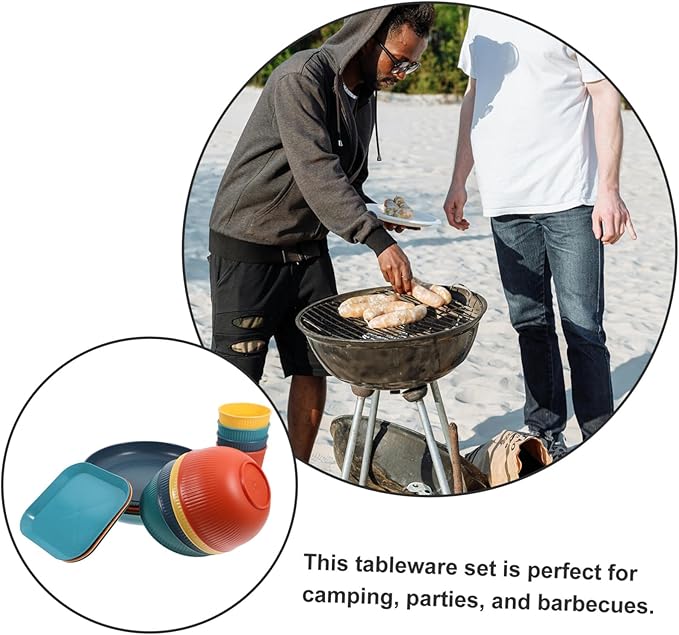 1set Camping Dinnerware Set Plate Bowl Set Material Unbreakable for Outdoor Activities