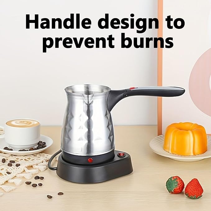 Stainless Steel Electric Turkish Coffee PotPortable Electric Turkish Coffee Maker 220v Arabic Greek Coffee Maker 500ml for Heating Coffee Tea Milk(Diamond Pattern)