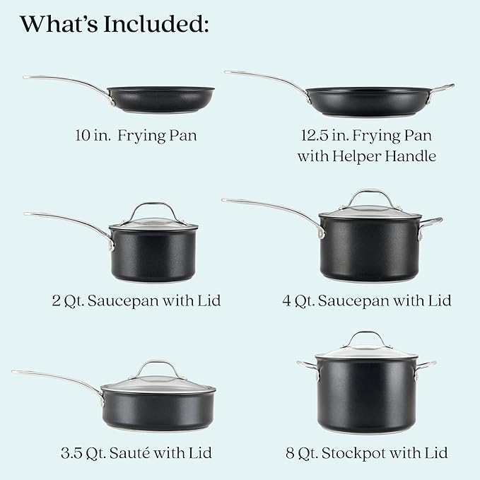 Anolon X Hybrid Nonstick Cookware Induction / Pots and Pans Set 10 Piece - Dark Gray