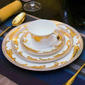 uropean Style Dinnerware Set Service for 6 Bone China Dinnerware Sets Unbreakable Porcelain Dinner Sets Coffee Cup and Saucer Tableware Set Steak Dinner Plates Dish Se golden hook-04