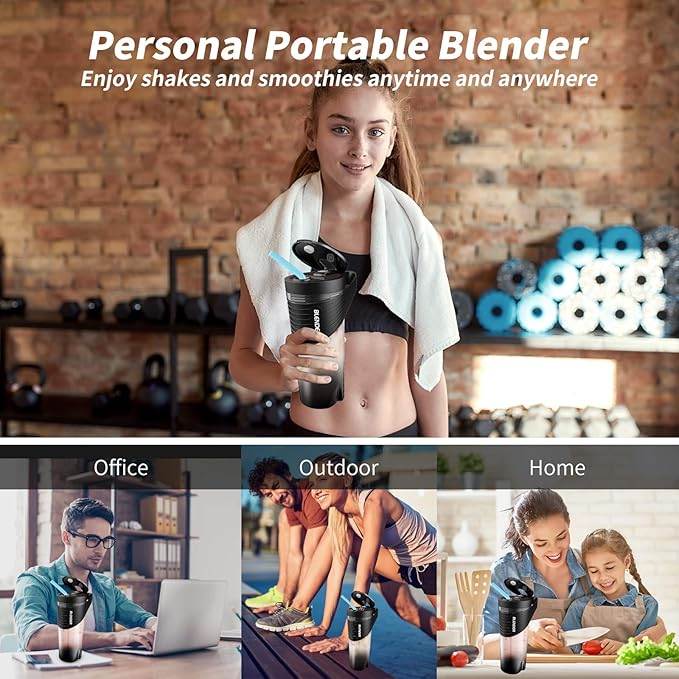Galera Portable blender for shakes and smoothiesPersonal blender 18000r/m 20 oz Traveling Fruit Veggie Juicer Cup With 7 Blades Portable Blender USB Rechargeable