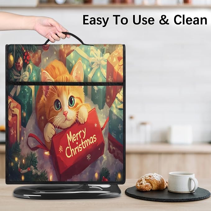 cfpolar Kitchen Aid Mixer Cover Compatible with 6-8 Quarts Christmas Cat Xmas Stand Mixer Cover Kitchen Aid Mixers Accessories Appliance Organizer Bag Dust Covers with Zipper Pocket