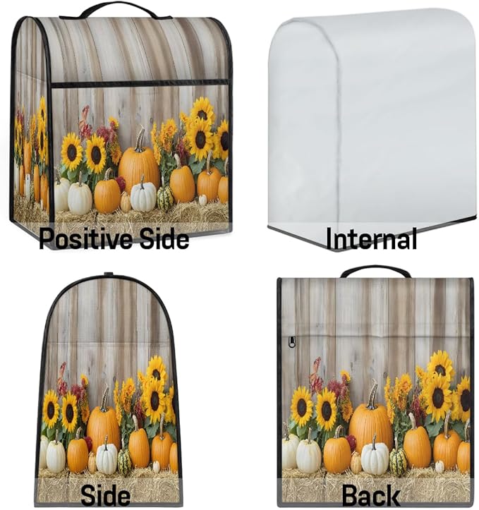 cfpolar Kitchen Aid Mixer Cover Compatible with 6-8 Quarts Pumpkin Sunflower Retro Stand Mixer Cover Kitchen Aid Mixers Accessories Appliance Organizer Bag Dust Covers with Zipper Pocket
