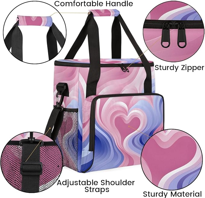 Tie Dyeing Coffee Maker Carrying Bag Pink Heart Portable Travel Storage Tote Bag Compatible with K-Mini or K-Mini Plus Single Serve Coffee Brewer Carrying Case with Multiple Pockets &amp Shoulder S
