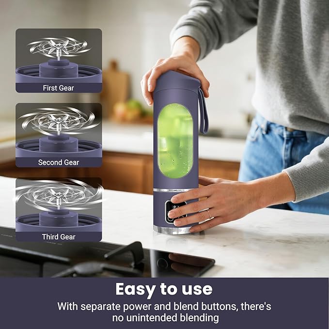 Portable Blender Personal Electric USB500ML Portable juicer Shakes and Smoothies BlenderSmall BlendersMixingCompact、Convenient and Versatile (Purple)