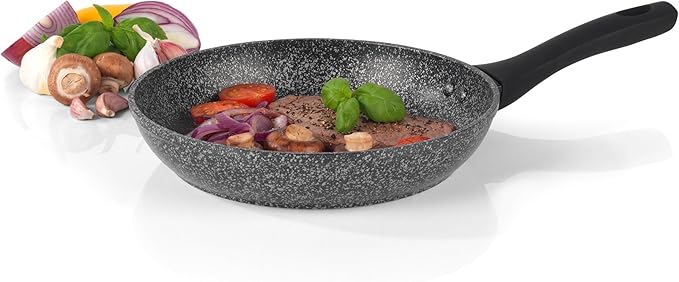 Salter COMBO-3692 Megastone Frying Pan Set - 24/28 cm Non-Stick Fry Pans Induction Frying Pan 2 Piece Set Omelette Pan Dishwasher &amp Metal Utensil Safe PFOA Free Aluminium Soft-Touch Handles