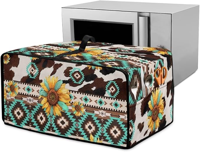 Toaster Oven Cover with Pockets Can Hold Jam Spreader Knife &amp Toast Machine Tongs Dust Fingerprint Protection Covers Keep Your Toaster Oven Pristine Aztec Style Sunflower