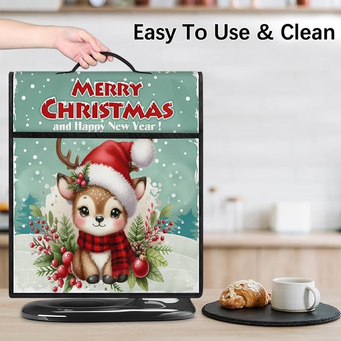 cfpolar Kitchen Aid Mixer Cover Compatible with 6-8 Quarts Holly Animal Elk Christmas Stand Mixer Cover Kitchen Aid Mixers Accessories Appliance Organizer Bag Dust Covers with Zipper Pocket