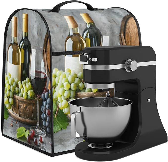 cfpolar Kitchen Aid Mixer Cover Compatible with 6-8 Quarts Fruit Grape Wine Pattern Stand Mixer Cover Kitchen Aid Mixers Accessories Appliance Organizer Bag Dust Covers with Zipper Pocket