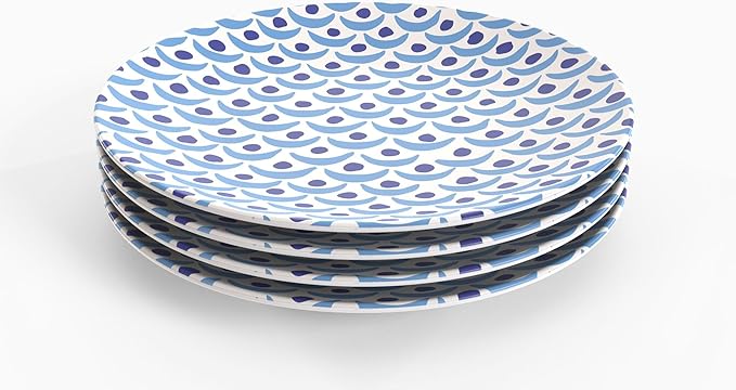 TervisHome Melamine - 12-Piece Dinnerware Set | MediterraBlue Collection | Durable Stoneware-like Quality Dishwasher Safe Perfect for Indoor and Outdoor Use