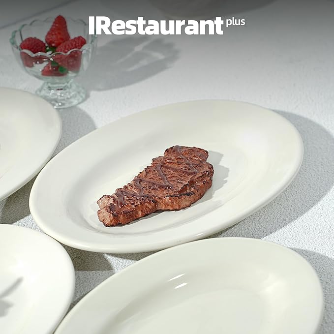 Stoneware Wide Rim Commercial Grade Dinnerware America White Oval Platter 12 1/2 x 8 1/2 Case of 12