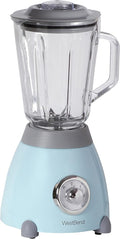 West Bend Blender Retro-Styled 3 Speeds with 48 oz Glass Blending Jar and Stainless Steel Blade 500-Watts Blue