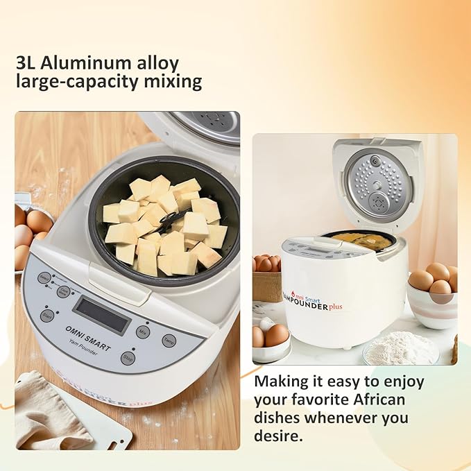Yam Pounding Machine 3L 700W Electric African Food Cooker to Make Pounded Yam Plantains CocoyamsCassava FuFu COOK AND POUND