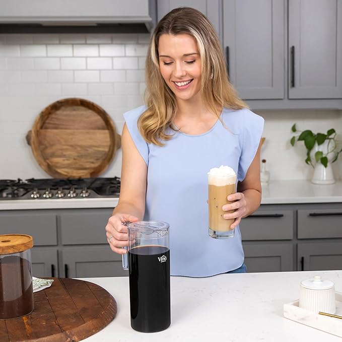 VINCI Express 2 Electric Cold Brew Coffee Maker: 37 oz. Fast Customizable Low-Acid Brews with Patented Circle Flow Technology 3 Brew Settings Self-Cleaning Function (Plastic Carafe)