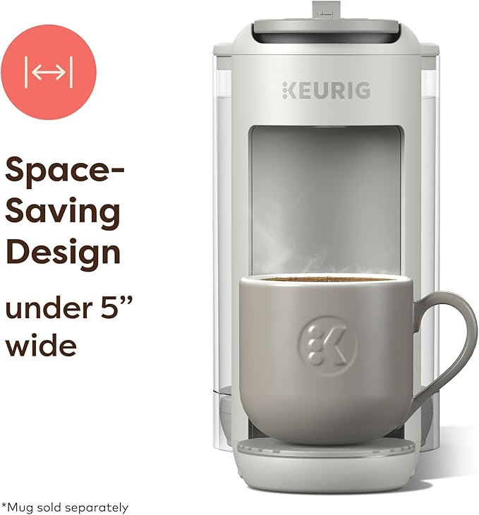 Keurig K-Mini Mate Plus Single-Serve K-Cup Pod Coffee Maker Compact 3 Cup Sizes Brew Over Ice and Strong Button Features 50 oz Removable Reservoir Warm Stone