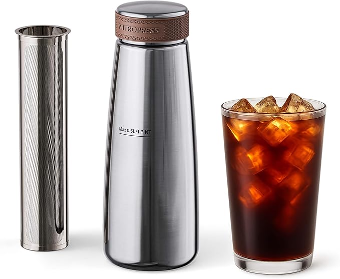 Home Brew Kit - Stainless Steel Cold Brew Coffee &amp Tea Maker | Includes 200 Micron Filter Basket &amp Airtight Storage Cap | Perfect for Smooth Fresh Cold Brew at Home