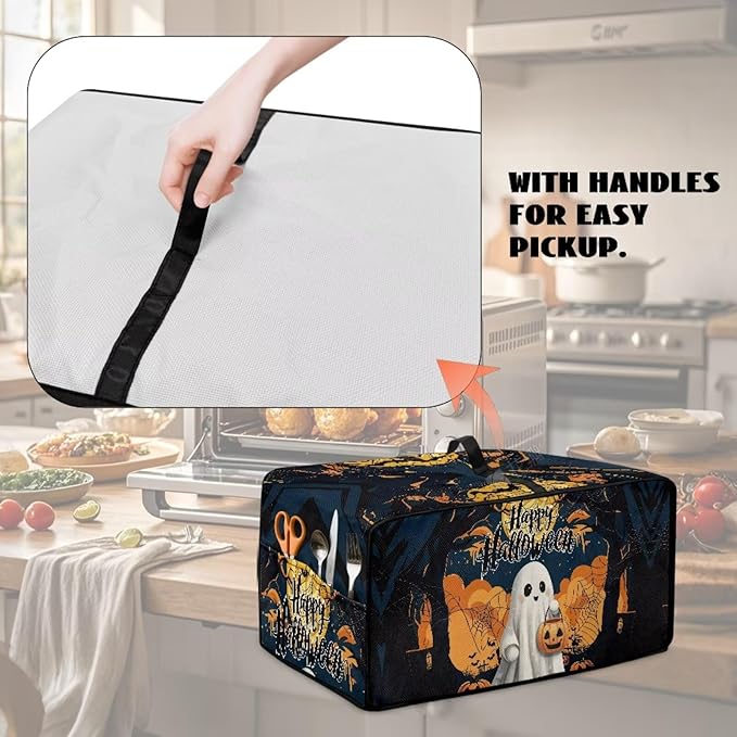 Doojoayie Ghost Toaster Cover 8 Slice Kitchen Appliance Covers Halloween Kitchen Appliance Dust Protector 22.5x18.5x 13 Compatible with Toaster/Bread Machine