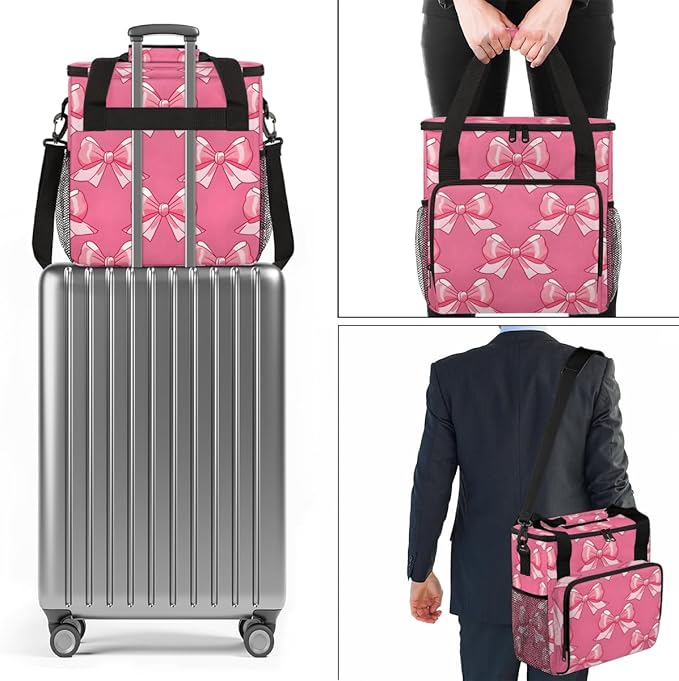 Rose Bows Coffee Maker Carrying Bag Portable Travel Storage Tote Bag Compatible with K-Mini or K-Mini Plus Single Serve Coffee Brewer Carrying Case with Multiple Pockets &amp Shoulder Strap