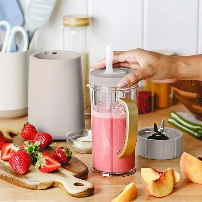 Personal Blender 12-Piece Set 240W Power BPA-Free Dishwasher Safe with Travel Cup and Grinding Blade (Porcini Taupe)