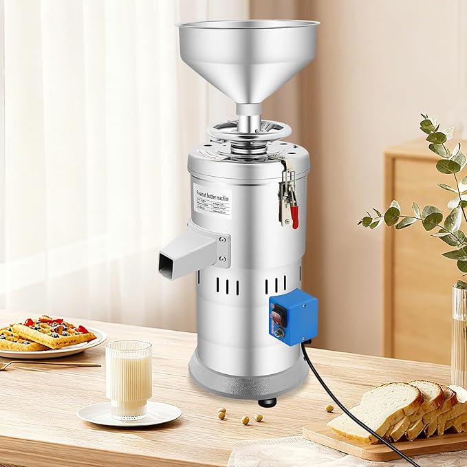 Peanut Butter Maker Machine 110V 1100W Electric Grain Grinder 33 lbs/h Sesame Sauce Grinder for Groundnut Almond Cashew Nut Butter Machine with US Plug for Home Commercial Use