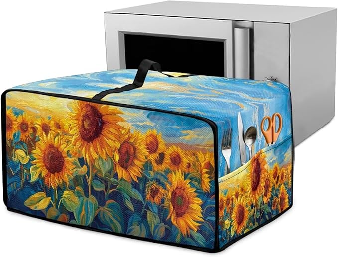Doojoayie Sunflower Pattern Toaster Cover 4 Slice Kitchen Appliance Covers 18.5x14.5x 9 Small Appliance Dust Protector with Top Handle Easy to Storange