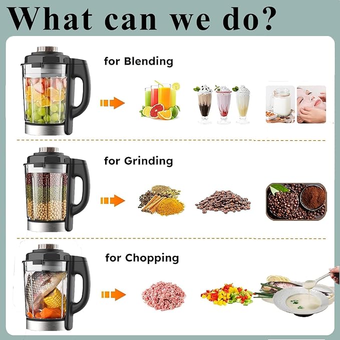 Countertop Food BlenderHot Soup MakerHigh-Speed Kitchen Food Processor with 9 One Touch Programs12H PresetSelf-CleaningCrushingMixingJuicesPureeingGrindingChoppingAuto-shutoff 60OZ 1200W