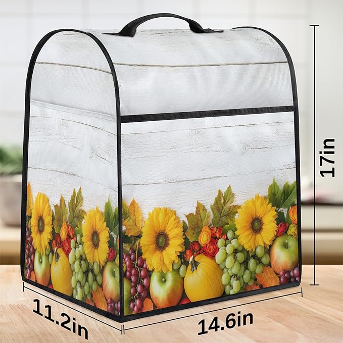 cfpolar Kitchen Aid Mixer Cover Compatible with 6-8 Quarts Pumpkin Sunflower Food Stand Mixer Cover Kitchen Aid Mixers Accessories Appliance Organizer Bag Dust Covers with Zipper Pocket
