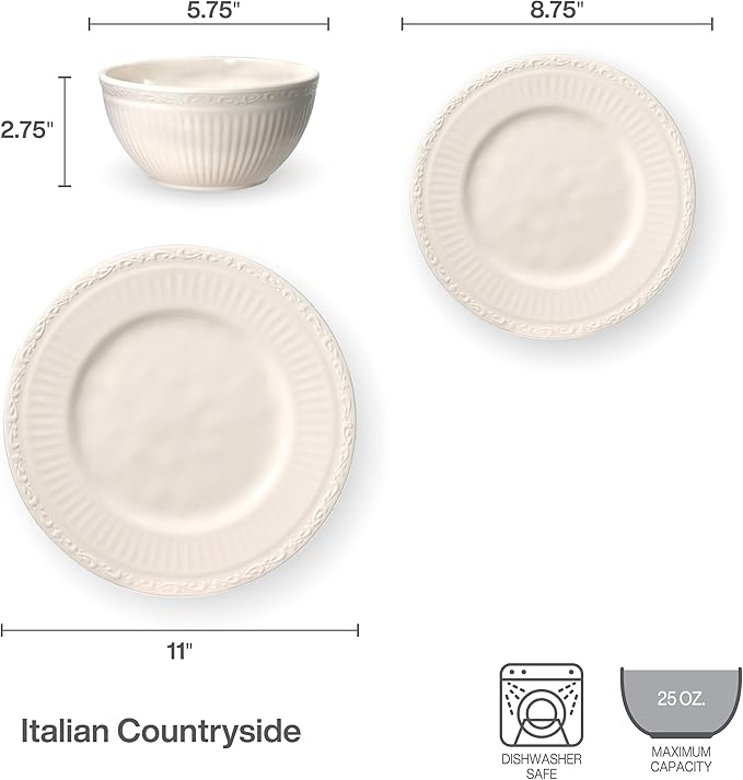 Mikasa Italian Countryside 12 Piece Melamine Outdoor Dinnerware Set Service for 4