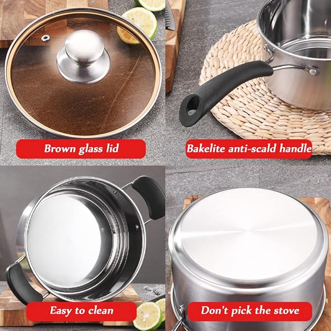 Cooking Pot Nonstick Cookware Sets 401 Stainless Steel Cooking Pots and Pans Home Kitchenware with Wok Frying Pan Stock Pot Safe
