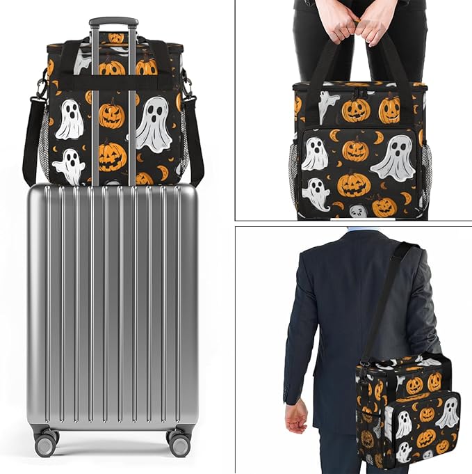 Halloween Pumpkin Coffee Maker Carrying Bag Magical Pumpkin Travel Storage Bag Compatible with K-Mini or K-Mini Plus Single Serve Coffee Brewer Carrying Case with Multiple Pockets &amp Shoulder Str