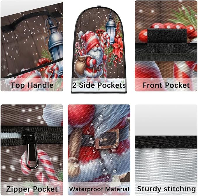 cfpolar Kitchen Aid Mixer Cover Compatible with 6-8 Quarts Christmas Holly Santa Claus Stand Mixer Cover Kitchen Aid Mixers Accessories Appliance Organizer Bag Dust Covers with Zipper Pocket