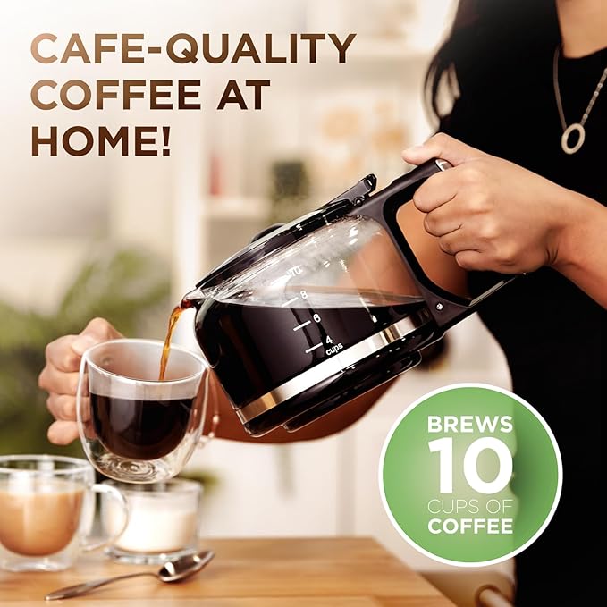 Ivation 2-in-1 Drip Coffee Maker &amp Grinder – Programmable Auto Brew &amp Timer - Warming Plate - 10 Cup - Reusable Filter Basket – 1.5L Water Tank – 1000W - Pause and Pour