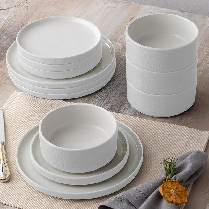 Noritake ColorTex Stone White 12-Piece Dinnerware Set Service for 4