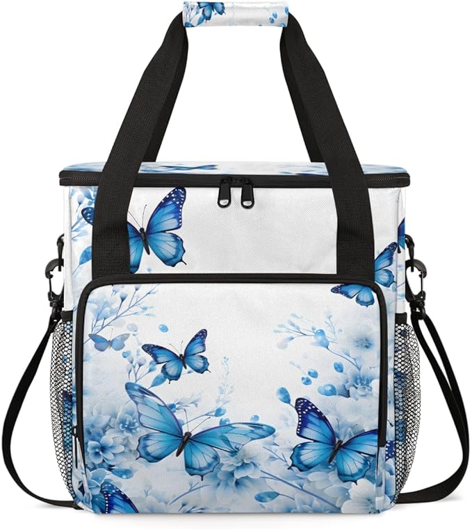 Flowers Butterfly Coffee Maker Carrying Bag Mystic Butterfly Travel Storage Bag Compatible with K-Mini or K-Mini Plus Single Serve Coffee Brewer Carrying Case with Multiple Pockets &amp Shoulder St