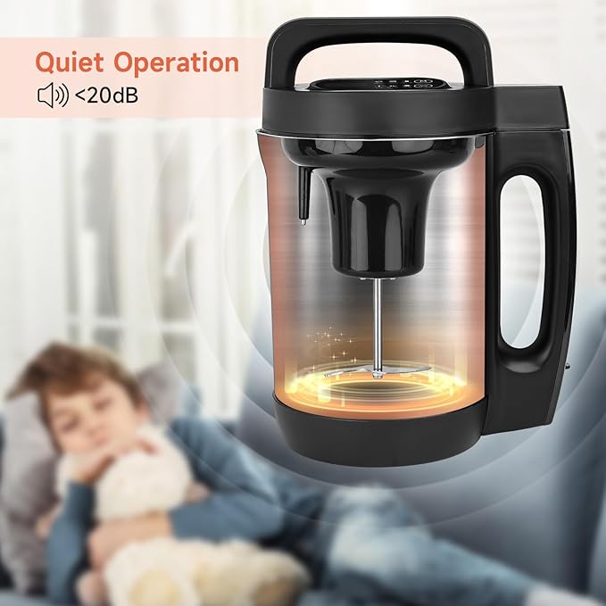 Homtone Soup Maker 2L Makes 2-6 Servings 6-in-1 Multifunctional Smooth and Chunky Soupmaker Electric Soup Bleander Eeasy Clean for Home Use Black and Stainless Steel