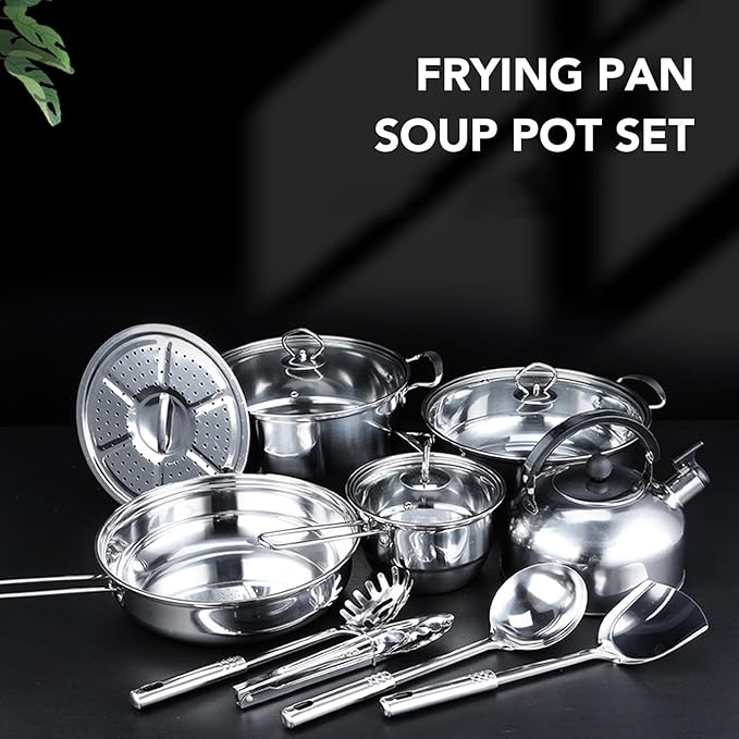 Stainless Steel Anti rusting Nonstick Thickened Cookware Set Pots Pans Set for Home Kitchen Restaurant