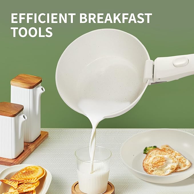 Nonstick Ceramic Cookware Set 21PCS with Detachable Handle Pans and Pots Set RV Kitchen Set Cookware Set with Removable Handles Oven Safe Induction Ready Stackable Non-stick Set