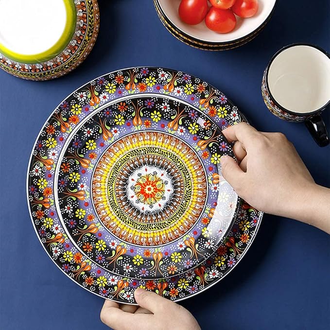 Porcelain Dinnerware Sets Bohemia Tableware Combination Set | 10 Plates / 2 Bowls / 4 Cups / 4 Mugs - Exotic Ceramics Dinner Sets Service for 4 Person Gift for Wedding Housewarming Christmas