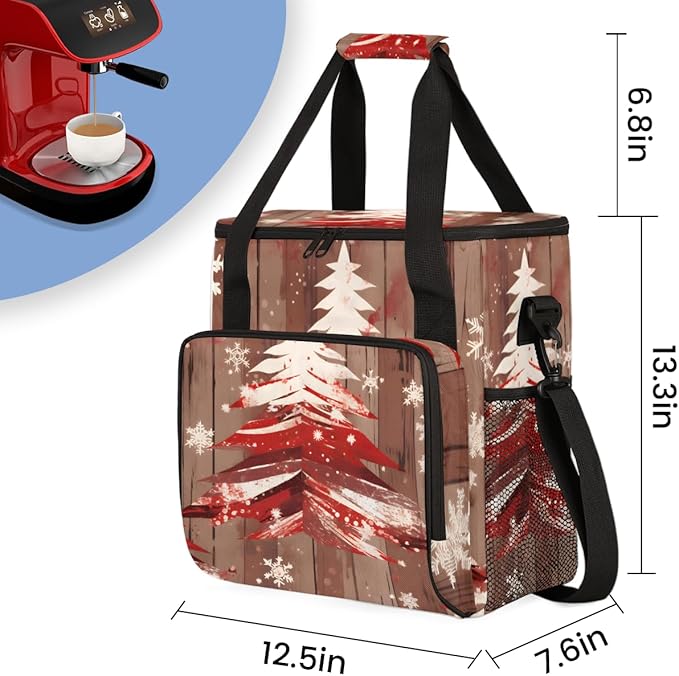 Christmas Tree Coffee Maker Carrying Bag Dreamy Tree Travel Storage Bag Compatible with K-Mini or K-Mini Plus Single Serve Coffee Brewer Carrying Case with Multiple Pockets &amp Shoulder Strap